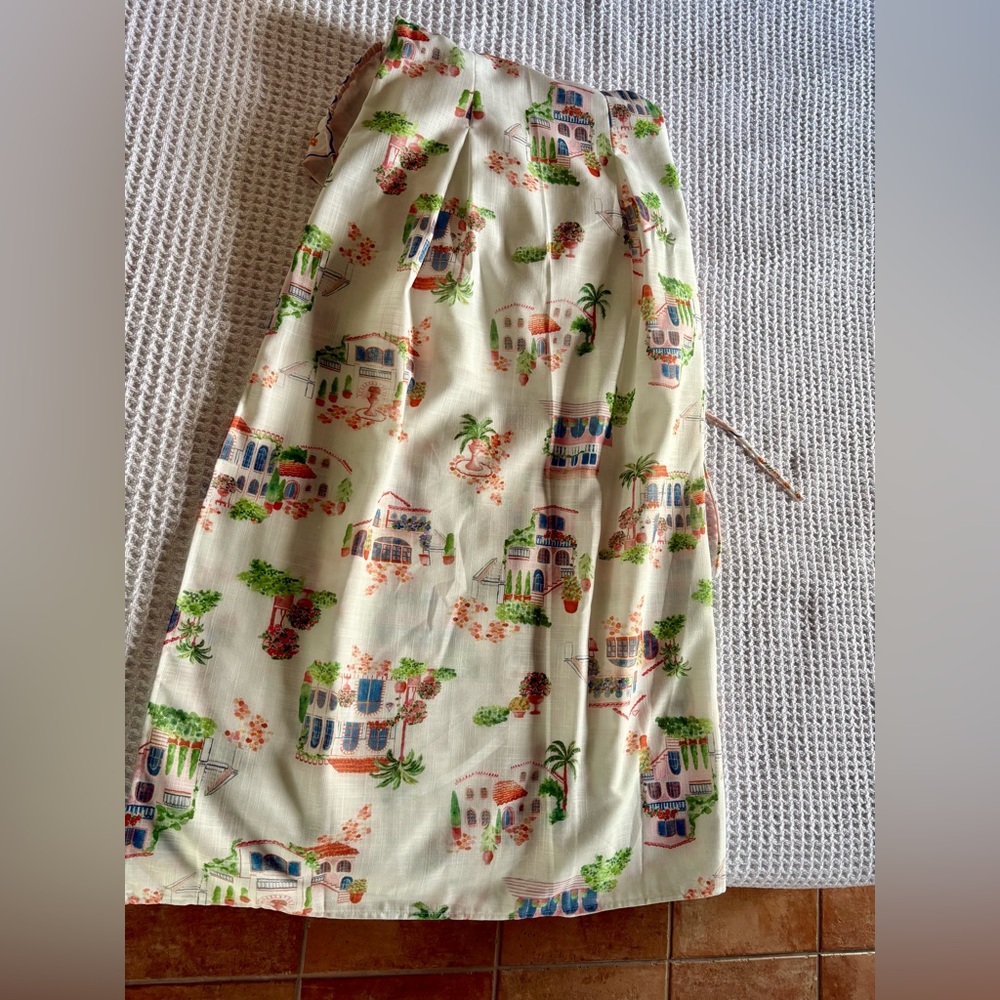En Saison White and Green Linen Dress - Picture 8 of 8